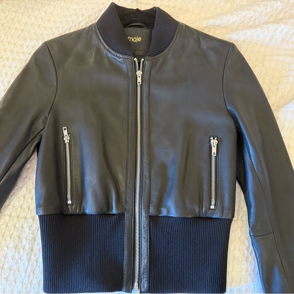 Maje Black Bomber Jacket NWT